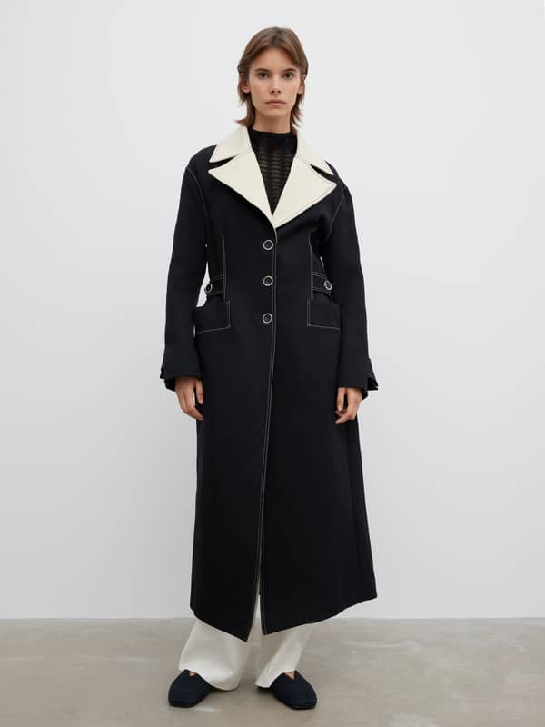 house of dagmar Outerwear Two tone coat Black White