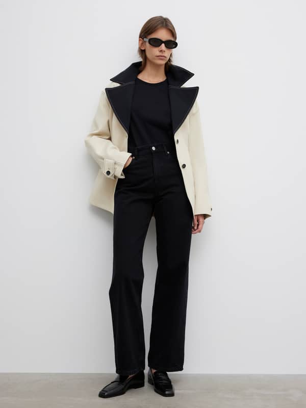 House Of Dagmar Outerwear Two Tone Jacket White Black