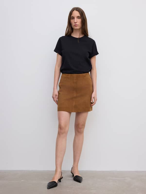 house of dagmar Skirts Suede Mini Skirt Toffee Brown