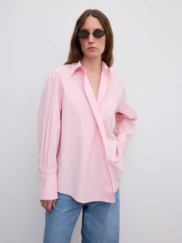House Of Dagmar Tops & Shirts Asymmetric Shirt Dusty Pink