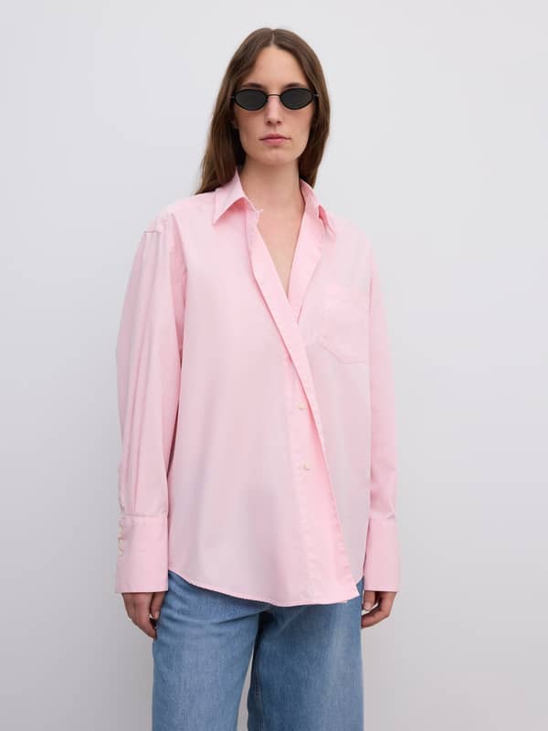 House Of Dagmar Tops & Shirts Asymmetric Shirt Dusty Pink