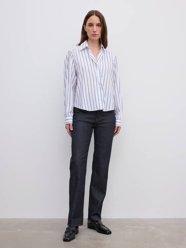 house of dagmar Tops & Shirts Cropped Shirt White Black