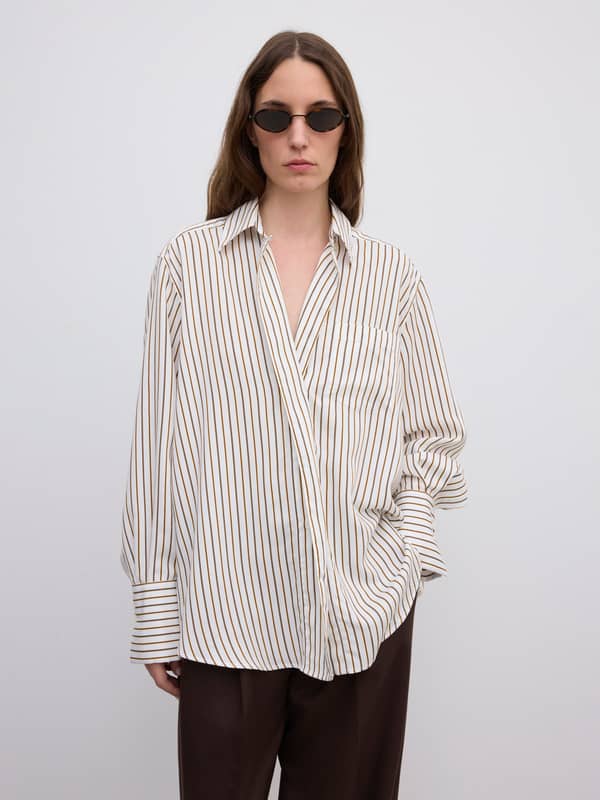 house of dagmar Tops & Shirts Fluid Stripe Shirt Cream White