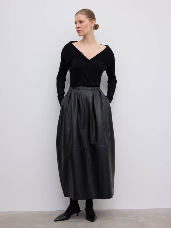 House Of Dagmar Tops & Shirts Merino Rib Cardigan Black