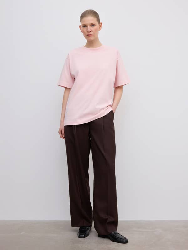 House Of Dagmar Tops & Shirts Oversized Cotton Tee Dusty Pink