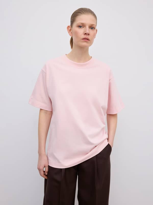 House Of Dagmar Tops & Shirts Oversized Cotton Tee Dusty Pink