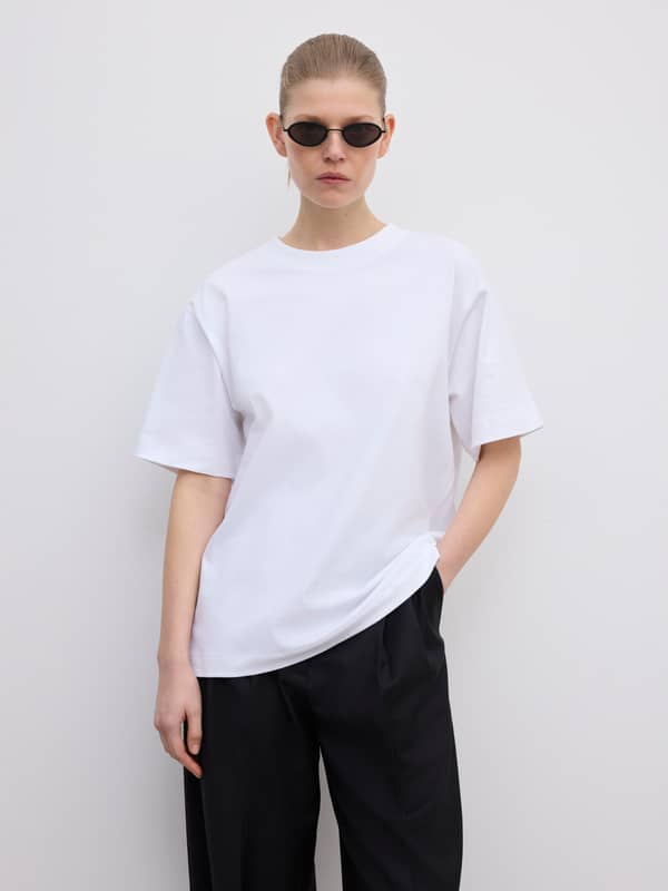 House Of Dagmar Tops & Shirts Oversized Cotton Tee White