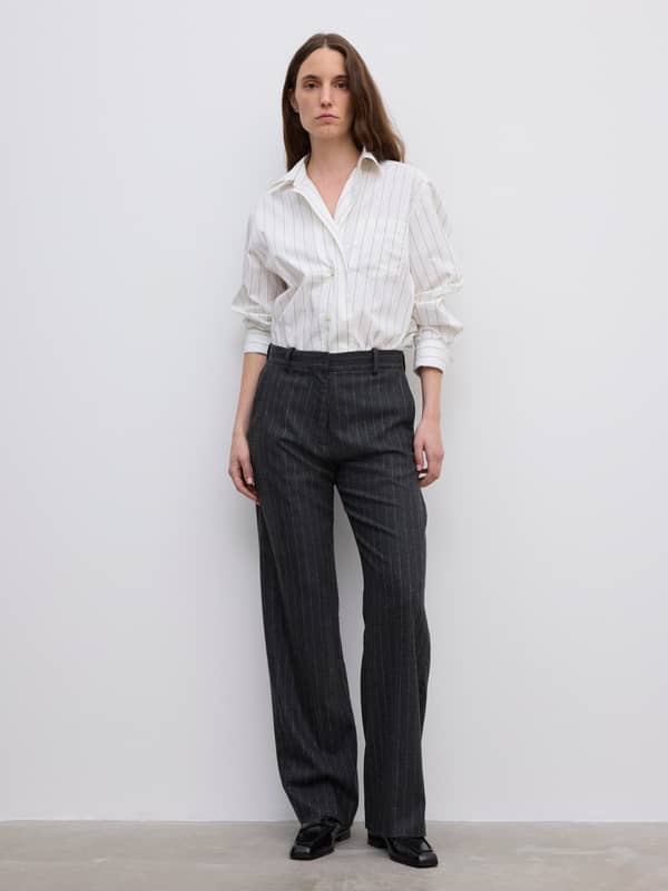 House Of Dagmar Trousers Classic Suit Trouser Grey Pinstripe