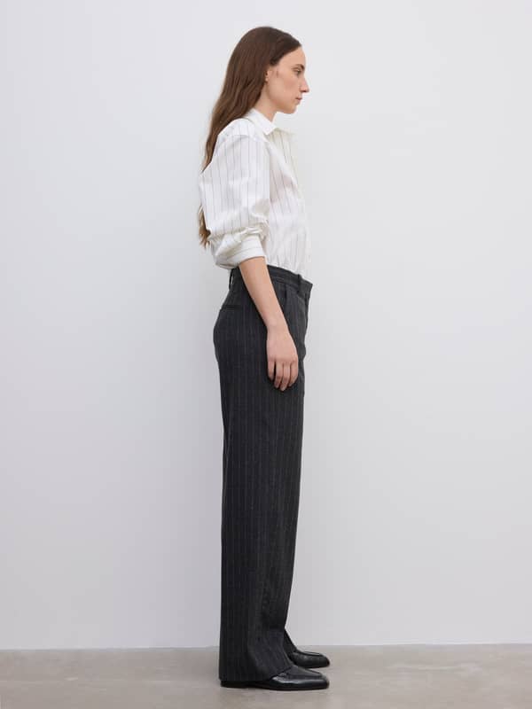 House Of Dagmar Trousers Classic Suit Trouser Grey Pinstripe