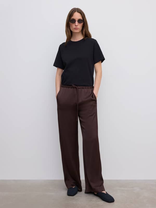 House Of Dagmar Trousers Drawstring Trousers Chocolate Brown