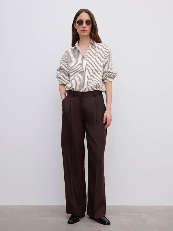 House Of Dagmar Trousers Relaxed Suit Trouser Chocolate Brown
