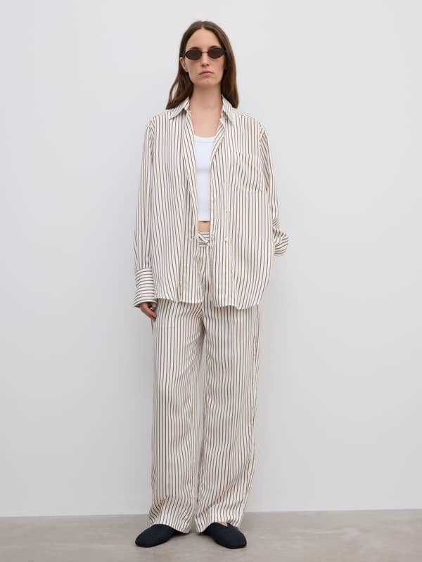 House Of Dagmar Trousers Relaxed Trousers Cream White