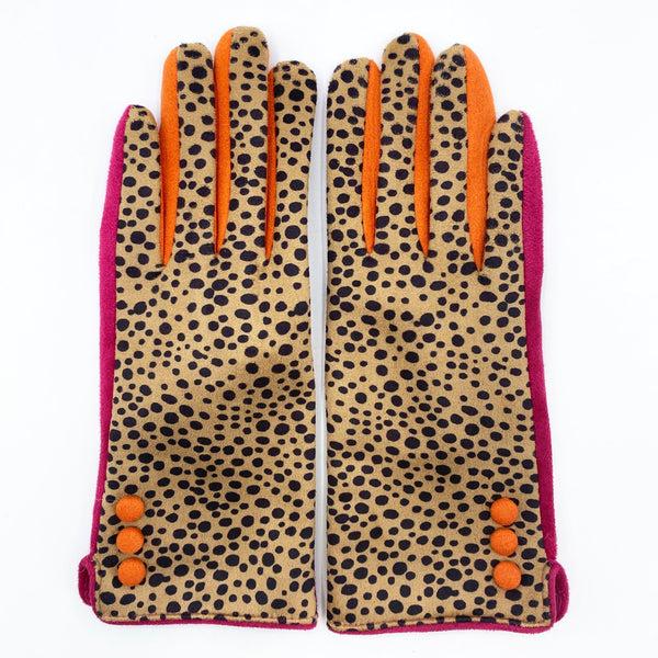 House Of Disaster Animal Print 'Cheetah' Suedette Gloves