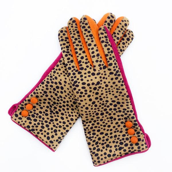 House Of Disaster Animal Print 'Cheetah' Suedette Gloves