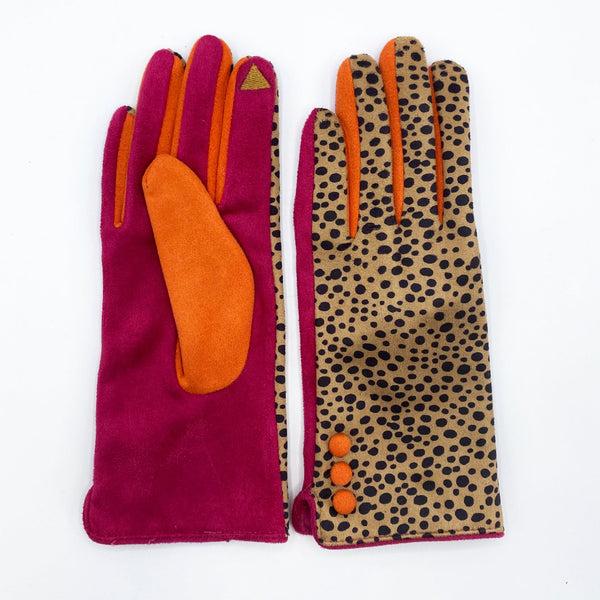 House Of Disaster Animal Print 'Cheetah' Suedette Gloves