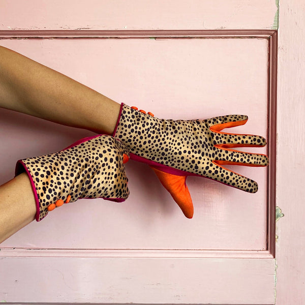 house of disaster Animal Print 'Cheetah' Suedette Gloves