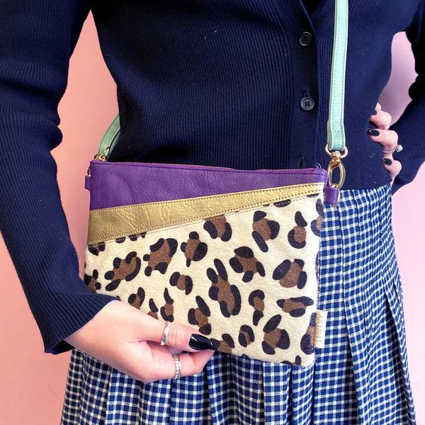 house of disaster Animal Print Purple Leopard Print Clutch