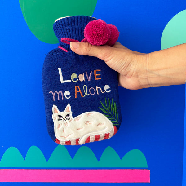 house of disaster Catnip Hot Water Bottle 'Leave Me Alone'