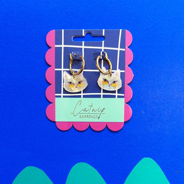 House Of Disaster Catnip Cat Hoop Earrings