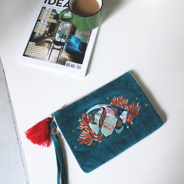 House Of Disaster Coral Fish Clutch Bag