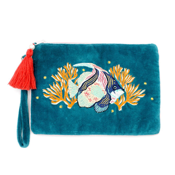 House Of Disaster Coral Fish Clutch Bag