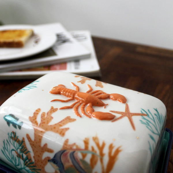 House Of Disaster Coral Lobster Butter Dish