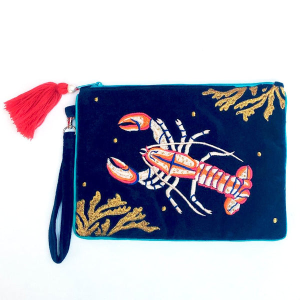 House Of Disaster Coral Lobster Clutch Bag