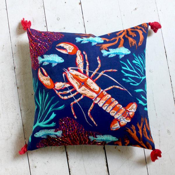 House Of Disaster Coral Lobster Cushion