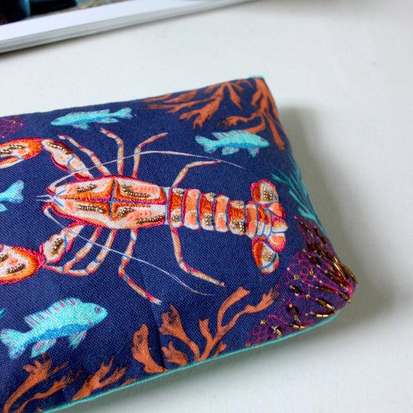 House Of Disaster Coral Lobster Make Up Bag