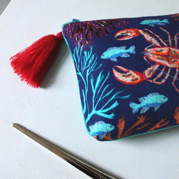 House Of Disaster Coral Lobster Make Up Bag