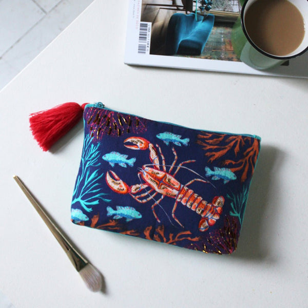 house of disaster Coral Lobster Make up Bag