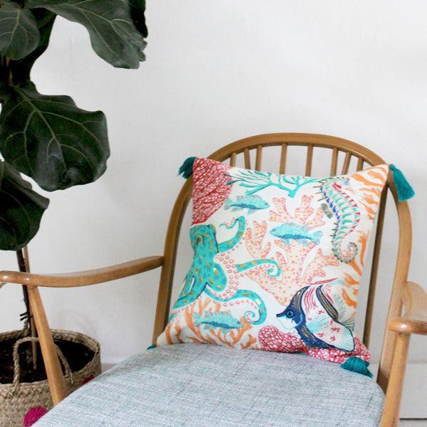 House Of Disaster Coral Sea Cushion