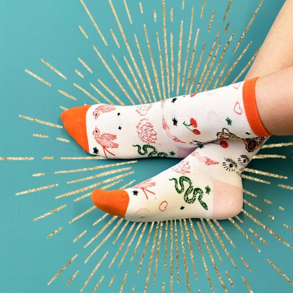 House Of Disaster Inked Tiger Socks