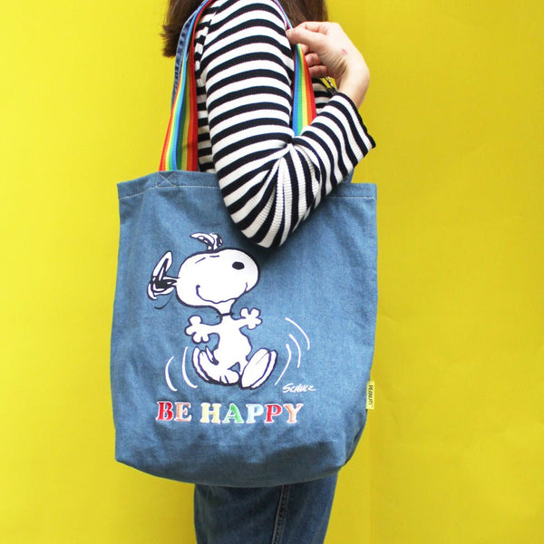 House Of Disaster Peanuts 'Be Happy' Stonewash Tote