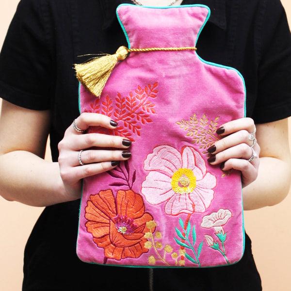 House Of Disaster Posy Hot Pink Hot Water Bottle
