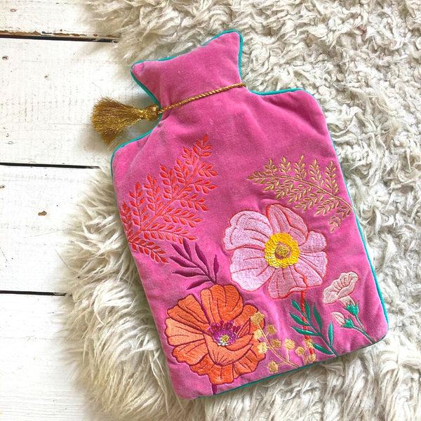 house of disaster Posy Hot Pink Hot Water Bottle