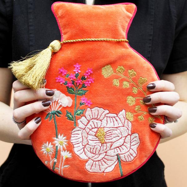 House Of Disaster Posy Orange Hot Water Bottle
