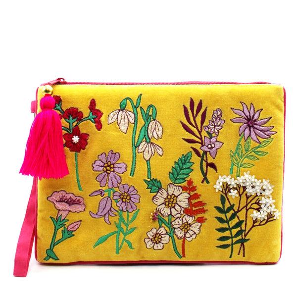 House Of Disaster Posy Yellow Clutch Bag
