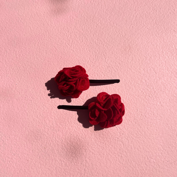 House Of Disaster Red Rose Hair Slides