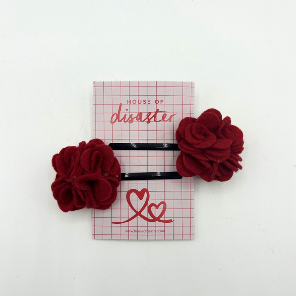 House Of Disaster Red Rose Hair Slides