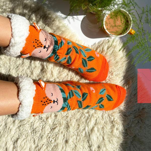 House Of Disaster Secret Garden Fox Slipper Socks