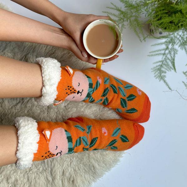 house of disaster Secret Garden Fox Slipper Socks