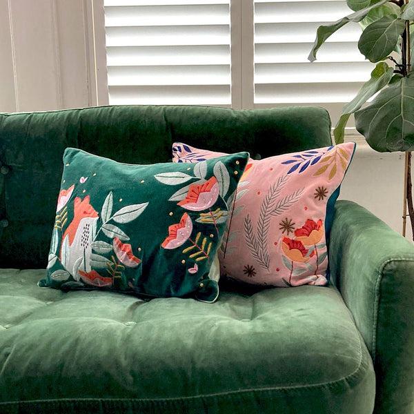 House Of Disaster Secret Garden Velvet Fox Cushion