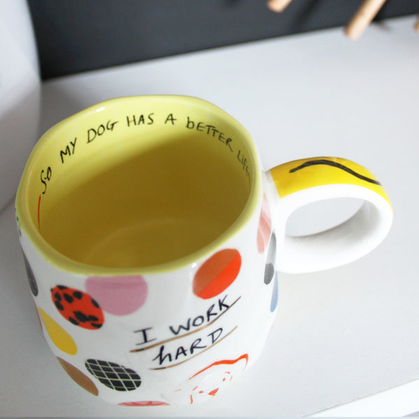 House Of Disaster Small Talk 'I Work Hard' Cup