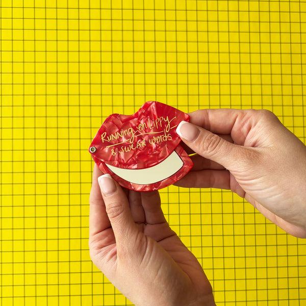 House Of Disaster Small Talk Lips Compact Mirror