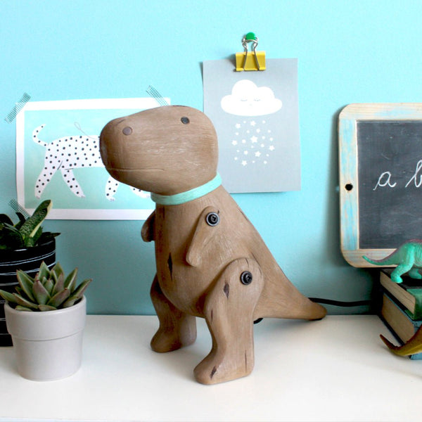 house of disaster Wood Effect Cute T-Rex Light