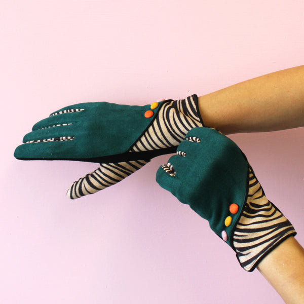 House Of Disaster Zebra Animal Print Gloves