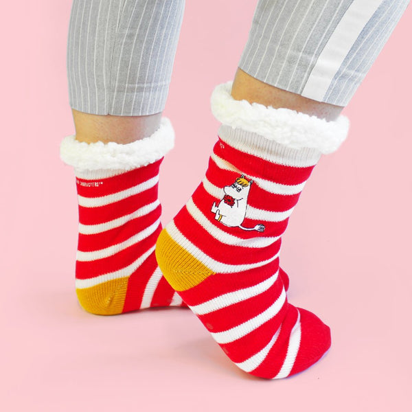 House Of Disaster Moomin Slipper Socks With Stripy Snorkmaiden Design