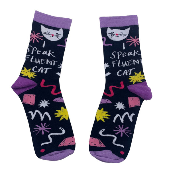 House Of Disaster Small Talk 'I Speak Fluent Cat' Socks