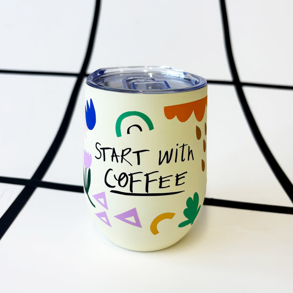 house of disaster Small Talk Travel Mug 'Start with Coffee